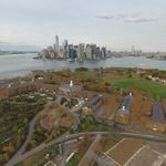 Looking north over Governors Island toward the city